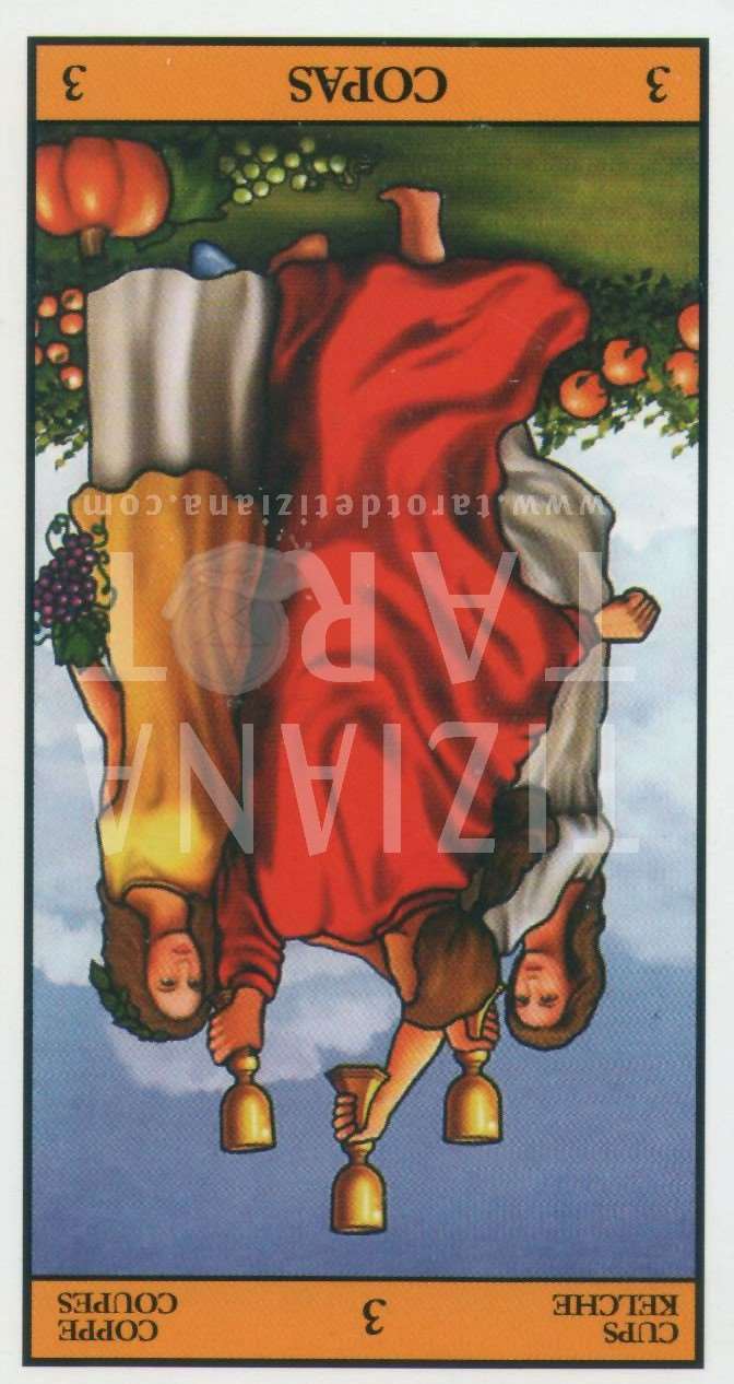 El 3 de Copas en una lectura 3 El Tres de Copas en una lectura invertida