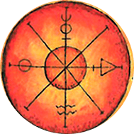 símbolos alquímicos en la rueda de la fortuna