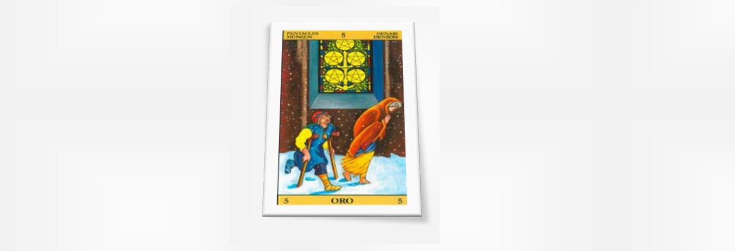 cartas del tarot con Nieve el 5 de oros